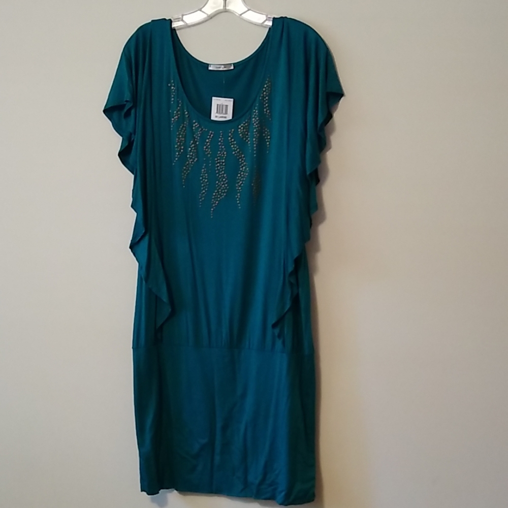 Emerald/teal cotton mini dress